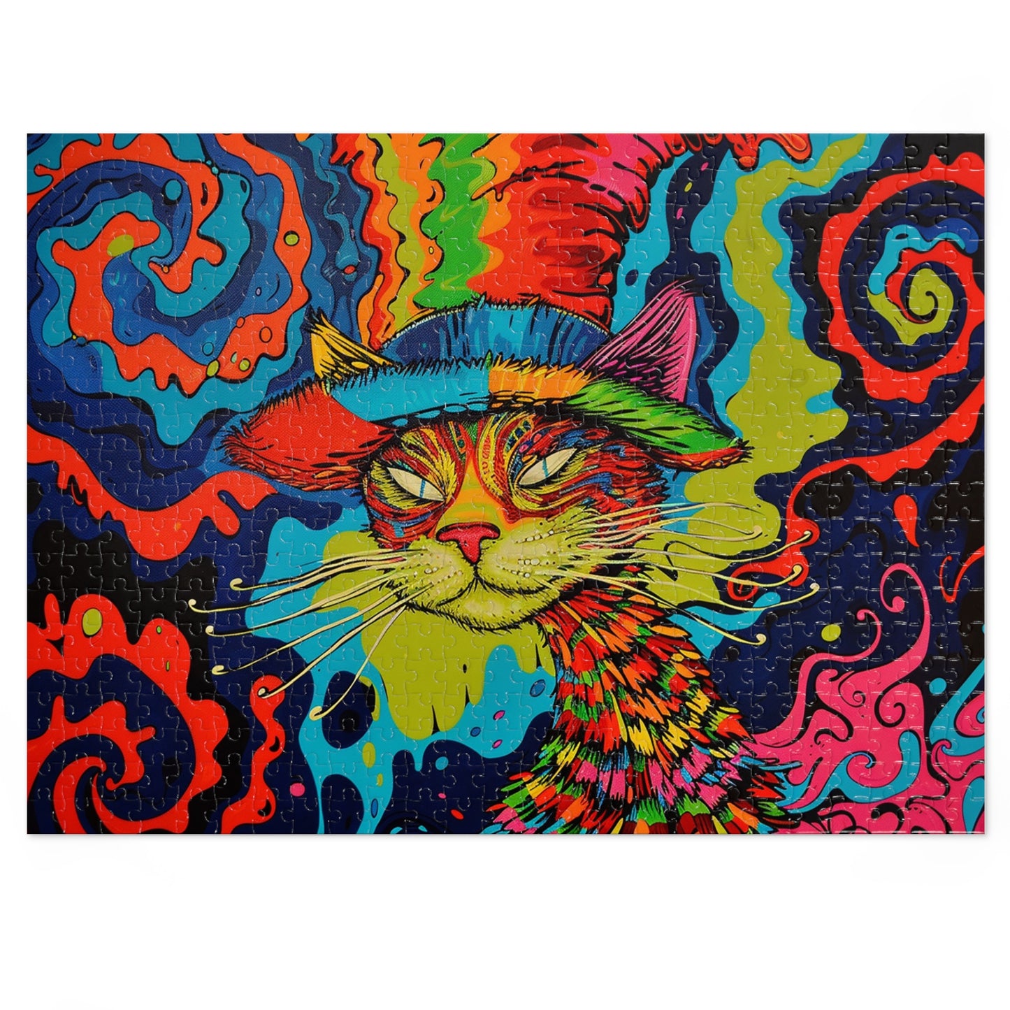 Psychedelic Purr Jigsaw Puzzle (500 & 1000 Pieces)